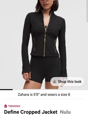 lululemon athletica Black Jacket with Gold Zipper Detail